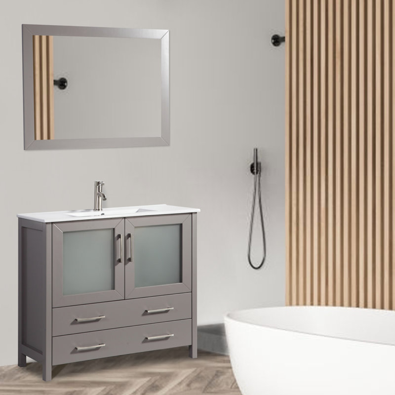 Wade Logan® Karson 30" Single Bathroom Vanity Set with Mirror & Reviews